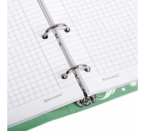 Тетрадь на кольцах А5 160х212 мм, 120 листов, картон, фольга, клетка, BRAUBERG, 