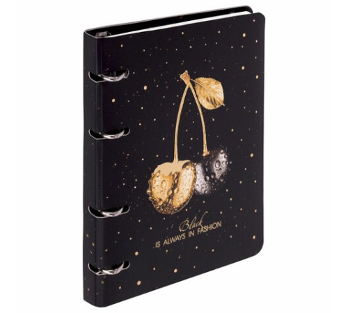 Тетрадь на кольцах А5 160х212 мм, 120 листов, картон, фольга, клетка, BRAUBERG, 