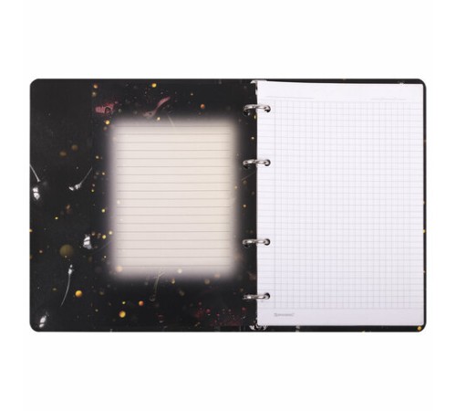 Тетрадь на кольцах А5 160х212 мм, 120 листов, картон, фольга, клетка, BRAUBERG, 