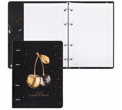 Тетрадь на кольцах А5 160х212 мм, 120 листов, картон, фольга, клетка, BRAUBERG, 