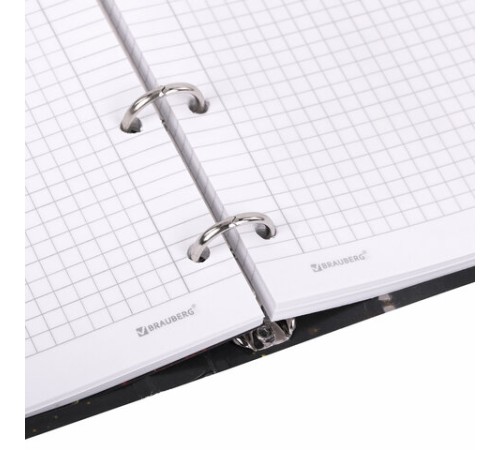 Тетрадь на кольцах А5 160х212 мм, 120 листов, картон, фольга, клетка, BRAUBERG, 