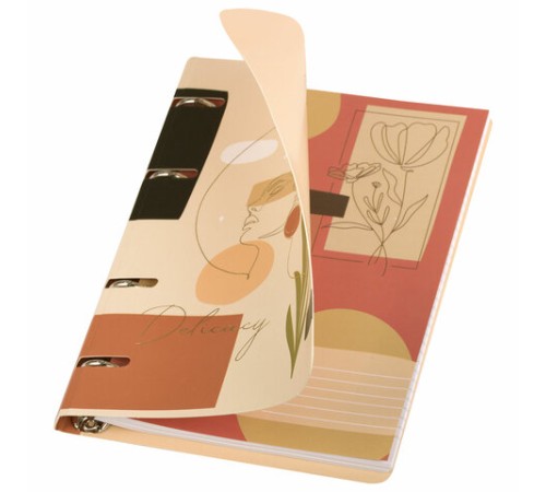 Тетрадь на кольцах А5 160х212 мм, 120 листов, картон, фольга, клетка, BRAUBERG, 