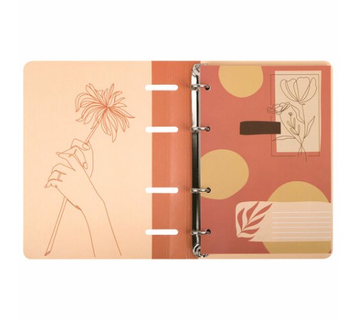 Тетрадь на кольцах А5 160х212 мм, 120 листов, картон, фольга, клетка, BRAUBERG, 