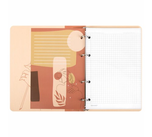 Тетрадь на кольцах А5 160х212 мм, 120 листов, картон, фольга, клетка, BRAUBERG, 