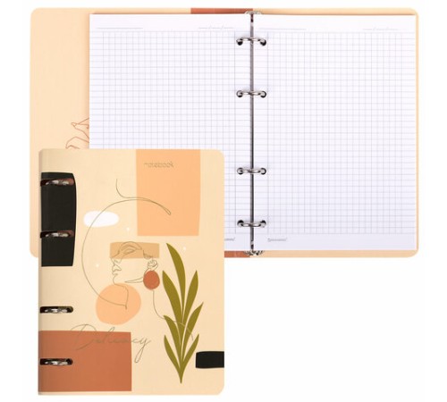 Тетрадь на кольцах А5 160х212 мм, 120 листов, картон, фольга, клетка, BRAUBERG, 