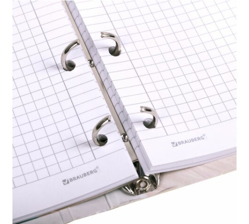 Тетрадь на кольцах А5 160х212 мм, 120 листов, картон, фольга, клетка, BRAUBERG, 