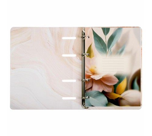 Тетрадь на кольцах А5 160х212 мм, 120 листов, картон, фольга, клетка, BRAUBERG, 