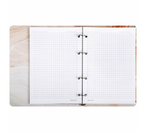 Тетрадь на кольцах А5 160х212 мм, 120 листов, картон, фольга, клетка, BRAUBERG, 