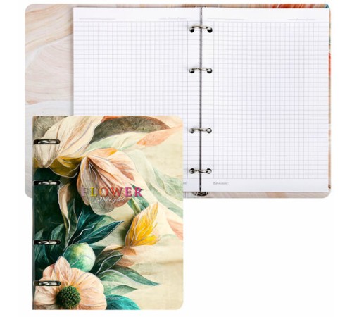 Тетрадь на кольцах А5 160х212 мм, 120 листов, картон, фольга, клетка, BRAUBERG, 