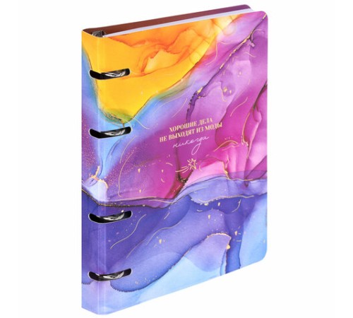 Тетрадь на кольцах А5 160х212 мм, 120 листов, картон, фольга, клетка, BRAUBERG, 