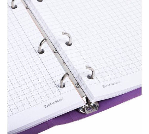 Тетрадь на кольцах А5 160х212 мм, 120 листов, картон, фольга, клетка, BRAUBERG, 