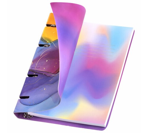 Тетрадь на кольцах А5 160х212 мм, 120 листов, картон, фольга, клетка, BRAUBERG, 