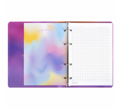 Тетрадь на кольцах А5 160х212 мм, 120 листов, картон, фольга, клетка, BRAUBERG, 