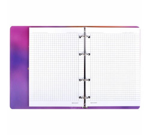 Тетрадь на кольцах А5 160х212 мм, 120 листов, картон, фольга, клетка, BRAUBERG, 