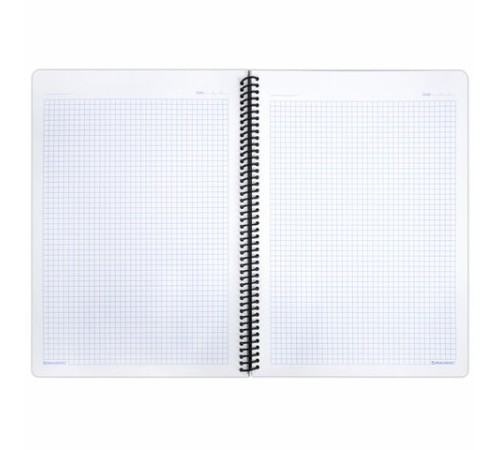 Тетрадь обложка пластик, А4, 120 л., спираль пластик, клетка, BRAUBERG 