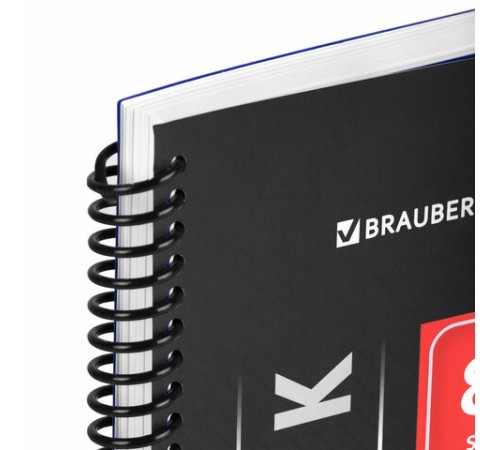 Тетрадь обложка пластик, А4, 80 л., спираль пластик, клетка, BRAUBERG 