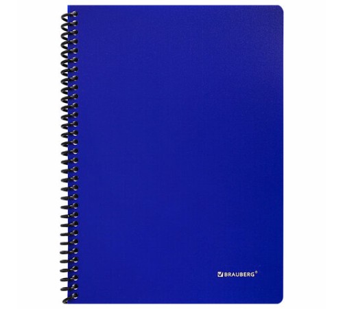 Тетрадь обложка пластик, А5, 80 л., спираль пластик, клетка, BRAUBERG 