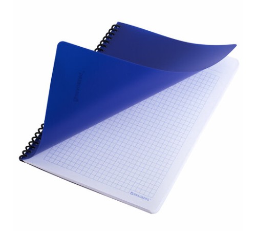 Тетрадь обложка пластик, А5, 80 л., спираль пластик, клетка, BRAUBERG 