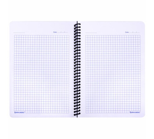 Тетрадь обложка пластик, А5, 80 л., спираль пластик, клетка, BRAUBERG 