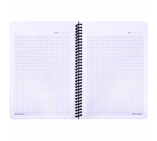 Тетрадь обложка пластик, А5, 80 л., спираль пластик, клетка, BRAUBERG 