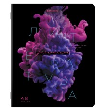 Тетрадь предметная PIGMENT 48 л., глянцевый УФ-лак, ЛИТЕРАТУРА, линия, подсказ, BRAUBERG, 404766