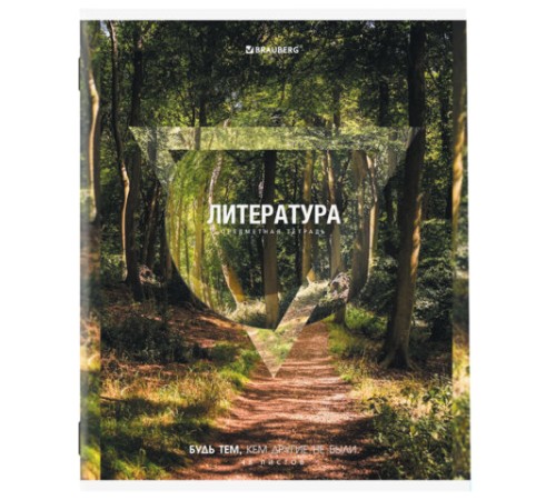 Тетрадь предметная ПРИРОДА 48 л., обложка картон, ЛИТЕРАТУРА, линия, подсказ, BRAUBERG, 404778