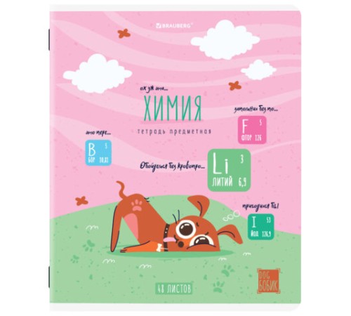 Тетрадь предметная DOG БОБИК 48 л., TWIN-лак, ХИМИЯ, клетка, подсказ, BRAUBERG, 404793