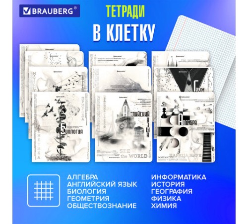 Тетради предметные, КОМПЛЕКТ 12 ПРЕДМЕТОВ, 48 л., матовая ламинация, BRAUBERG, 