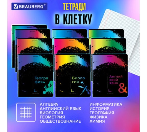 Тетради предметные, КОМПЛЕКТ 12 ПРЕДМЕТОВ, 48 л., матовая ламинация, лак, BRAUBERG, 