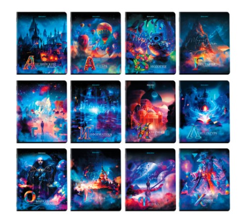 Тетради предметные, КОМПЛЕКТ 12 ПРЕДМЕТОВ, 48 л., глянцевый УФ-лак, BRAUBERG, 