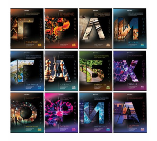 Тетради предметные, КОМПЛЕКТ 12 ПРЕДМЕТОВ, 48 л., обложка картон, BRAUBERG, 