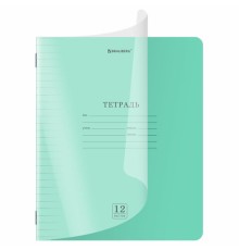 Тетрадь пластиковая обложка (прозрачная) 12 листов, линия, BRAUBERG 