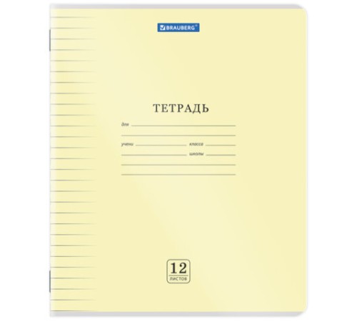 Тетрадь пластиковая обложка (прозрачная) 12 листов, линия, BRAUBERG 