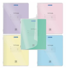 Тетрадь пластиковая обложка (прозрачная) 18 листов, клетка, BRAUBERG 