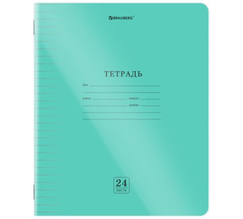 Тетрадь пластиковая обложка (прозрачная) 24 листа, линия, BRAUBERG 