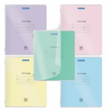 Тетрадь пластиковая обложка (прозрачная) 24 листа, клетка, BRAUBERG 