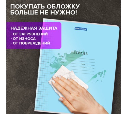 Тетрадь пластиковая обложка (прозрачная) 24 листа, клетка, BRAUBERG 