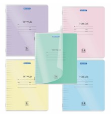 Тетрадь пластиковая обложка (прозрачная) 24 листа, линия, BRAUBERG 