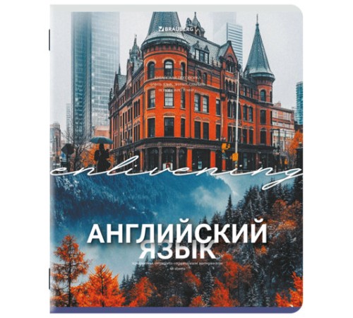 Тетрадь предметная КЛАССИКА ПРИРОДА 48 л., обложка картон, АНГЛИЙСКИЙ, клетка, подсказ, BRAUBERG, 405084