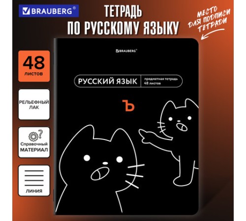 Тетрадь предметная МЕМЫ 48 л., TWIN-лак, РУССКИЙ ЯЗЫК, линия, подсказ, BRAUBERG, 405105