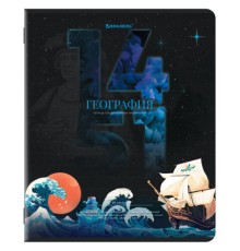 Тетрадь предметная ДАТЫ 48 л., TWIN-лак, ГЕОГРАФИЯ, клетка, подсказ, BRAUBERG, 405126