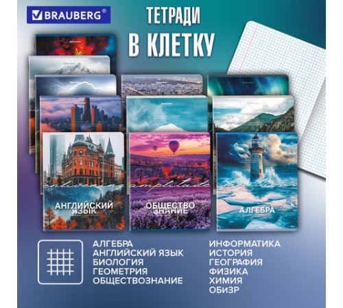 Тетради предметные, КОМПЛЕКТ 13 ПРЕДМЕТОВ, 48 л., обложка картон, BRAUBERG 