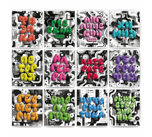 Тетради предметные, КОМПЛЕКТ 12 ПРЕДМЕТОВ, 48 л., глянцевый УФ-лак, BRAUBERG 