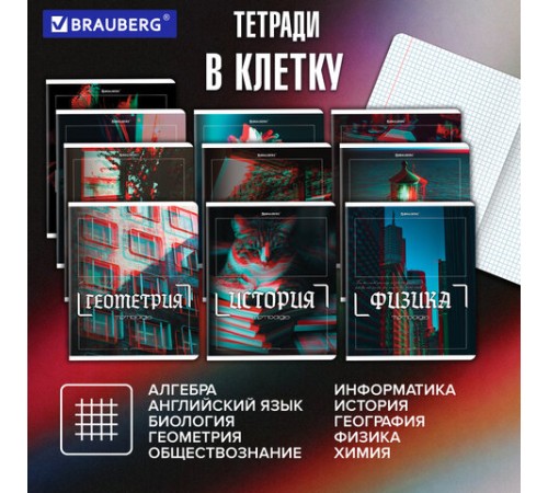 Тетради предметные, КОМПЛЕКТ 12 ПРЕДМЕТОВ, 48 л., глянцевый УФ-лак, BRAUBERG 