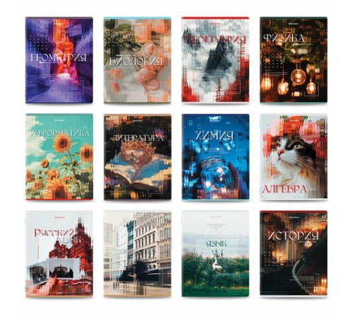 Тетради предметные, КОМПЛЕКТ 12 ПРЕДМЕТОВ, 48 л., глянцевый УФ-лак, BRAUBERG 