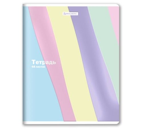 Тетрадь А5 48 л. BRAUBERG скоба, клетка, выборочный лак, кросс-серия PASTEL, 405189