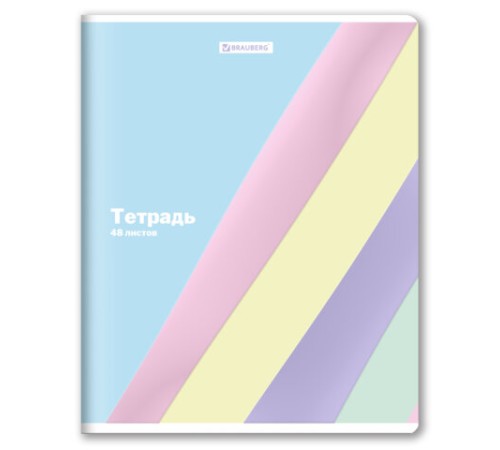 Тетрадь А5 48 л. BRAUBERG скоба, клетка, выборочный лак, кросс-серия PASTEL, 405189