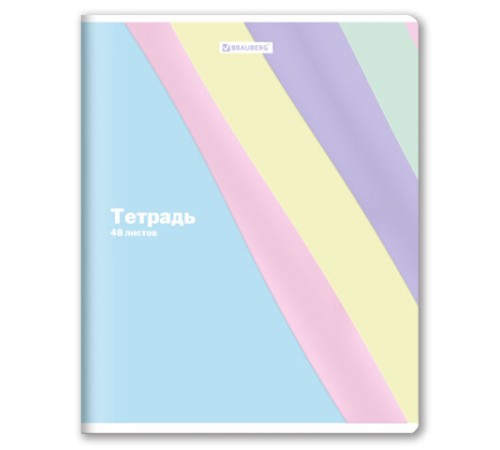Тетрадь А5 48 л. BRAUBERG скоба, клетка, выборочный лак, кросс-серия PASTEL, 405189