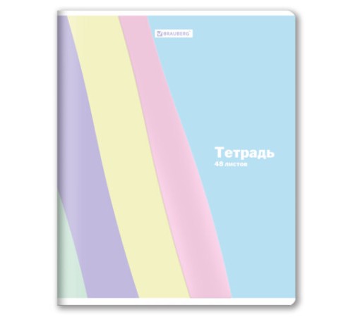 Тетрадь А5 48 л. BRAUBERG скоба, клетка, выборочный лак, кросс-серия PASTEL, 405189