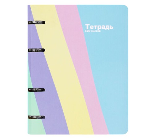 Тетрадь на кольцах А5 160х212 мм, 120 л., картон, матовая ламинация, клетка, BRAUBERG, кросс-серия PASTEL, 405197